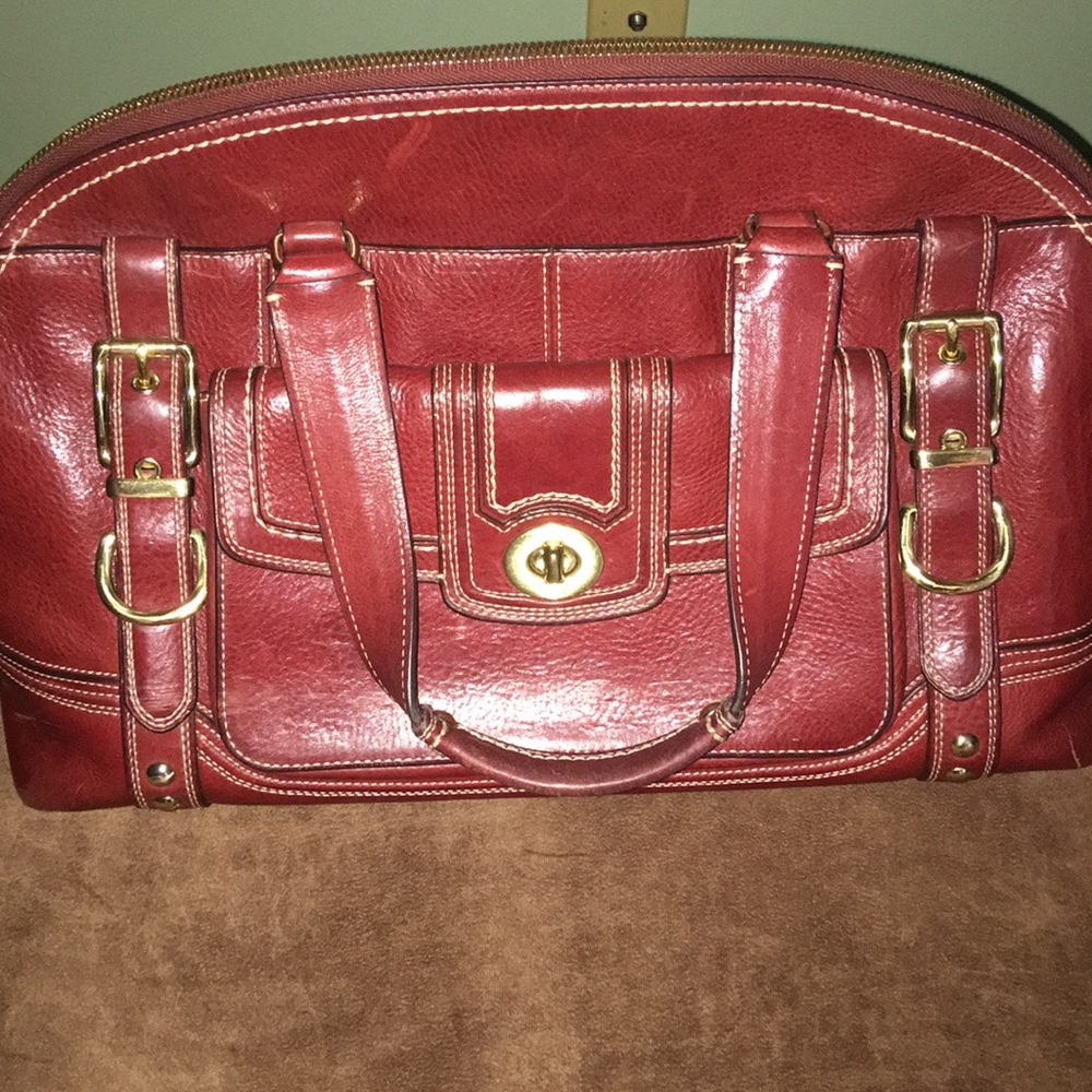 Coach Large Red Leather Satchel Handbag